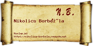 Nikolics Borbála névjegykártya