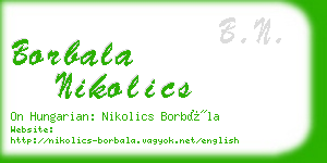 borbala nikolics business card